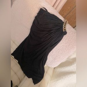 Sky black one shoulder mini dress